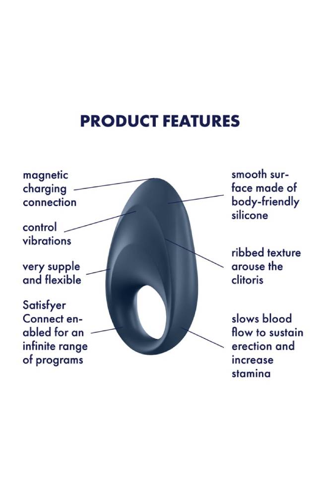 Satisfyer - Mighty One Bluetooth Cock Ring - Navy - Stag Shop