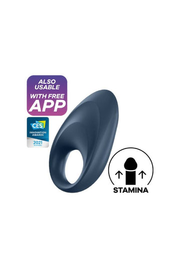 Satisfyer - Mighty One Bluetooth Cock Ring - Navy - Stag Shop