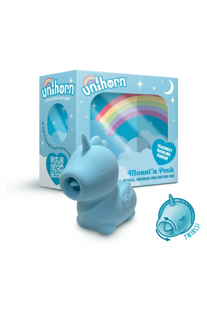 Creative Conceptions - Unihorn Mount'n Peak Twirling Tongue Vibrator - Blue - Stag Shop