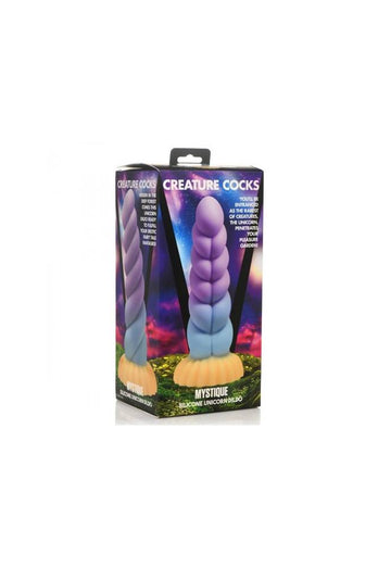 XR Brands - Creature Cocks - Mystique Silicone Unicorn Dildo - Multicolour - Stag Shop