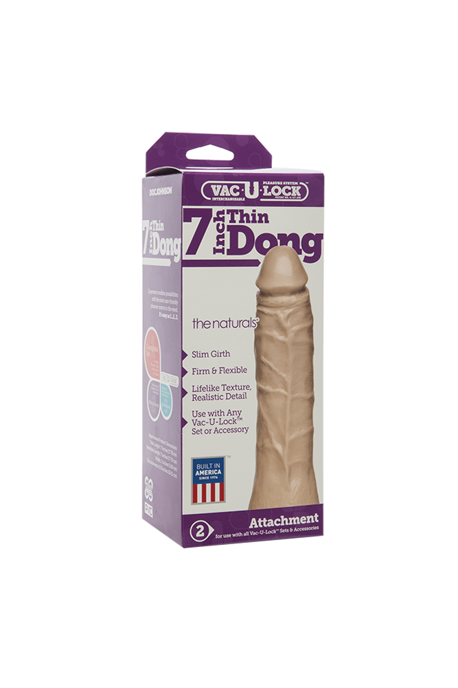 Vac-U-Lock by Doc Johnson - The Naturals - 7 Inch Thin Dong - Stag Shop