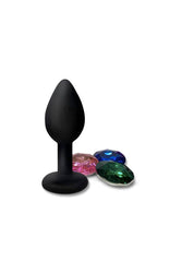 Nobu - Fetish Silicone Plug with Interchangeable Jewels - Black - Stag Shop