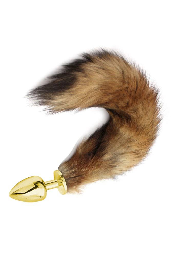 Nobu - Fetish Steel Anal Tail Plug - Medium - Gold/Brown - Stag Shop