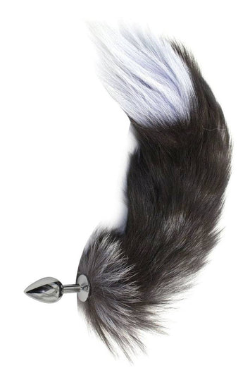 Nobu - Fetish Steel Anal Tail Plug - Medium - Black/White - Stag Shop