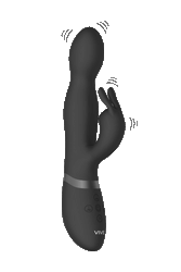 Shots Toys - VIVE - Niva - 360degrees Rotating Rabbit Vibrator - Black - Stag Shop