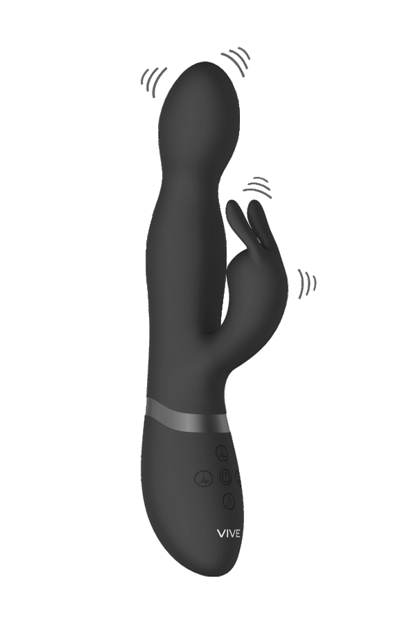 Shots Toys - VIVE - Niva - 360degrees Rotating Rabbit Vibrator - Black - Stag Shop