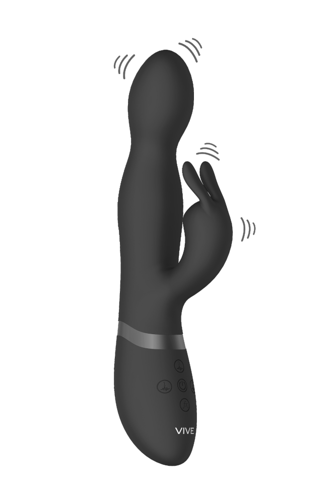 Shots Toys - VIVE - Niva - 360degrees Rotating Rabbit Vibrator - Black - Stag Shop