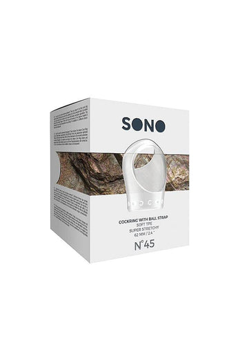 Shots Toys - Sono - No.45 Cockring & Ball Strap - Clear - Stag Shop