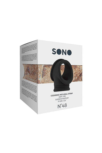 Shots Toys - Sono - No.48 Cockring & Ball Strap - Black - Stag Shop
