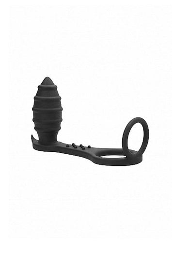 Shots Toys - Sono - No.55 Butt Plug With Cockring And Ball Strap - Black - Stag Shop