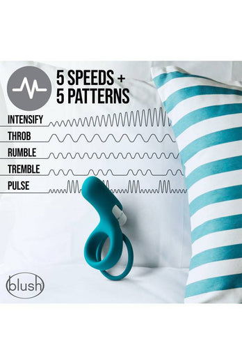 Blush Novelties - Noje - C2 Juniper Vibrating Cock Ring - Teal - Stag Shop