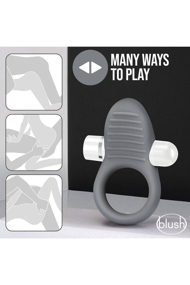 Blush Novelties - Noje - C1 Vibrating Cock Ring - Grey - Stag Shop