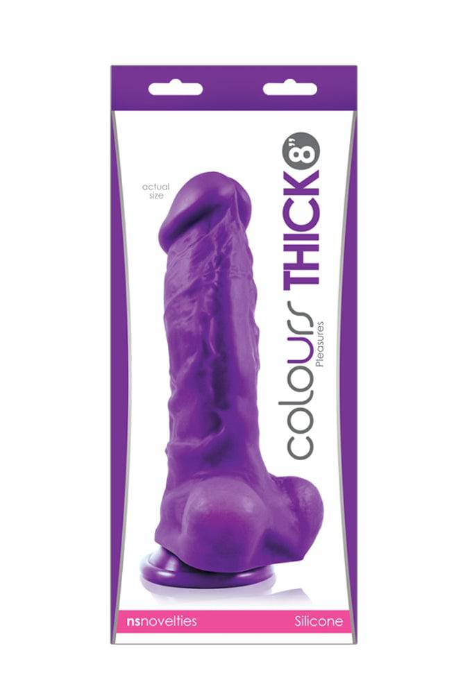 NS Novelties - Colours - 8 Inch Pleasures Thick Dildo - Purple - Stag Shop