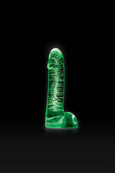 NS Novelties - Firefly - Glass Smooth Ballsy Dildo - 4 inch - Glow-In-The-Dark/Clear - Stag Shop