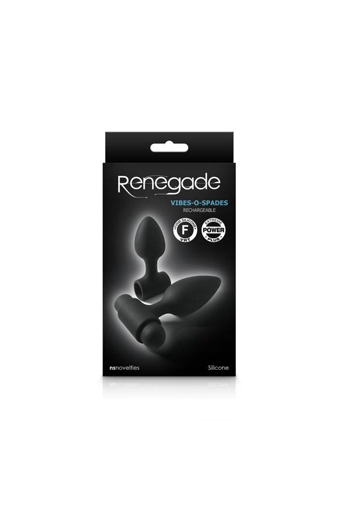 NS Novelties - Renegade - Vibes-O-Spades Vibrating Butt Plug Set - Black - Stag Shop