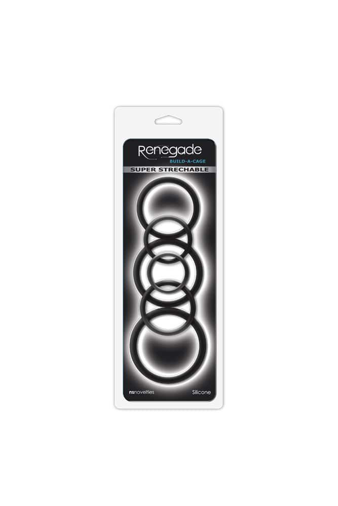 NS Novelties - Renegade - Build-A-Cage Cock Ring Set - Black - Stag Shop