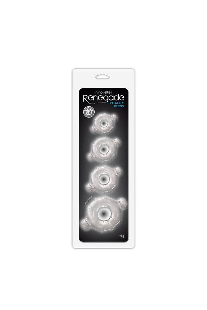 NS Novelties - Renegade - Vitality Cock Rings - Clear - Stag Shop