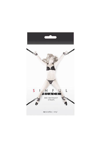 NS Novelties - Sinful - Bed Restraint Straps - Black - Stag Shop