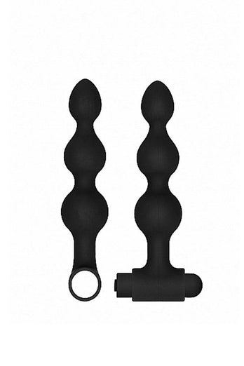 Ouch by Shots Toys - Rechargeable Vibrating Anal Set - Black - Stag Shop