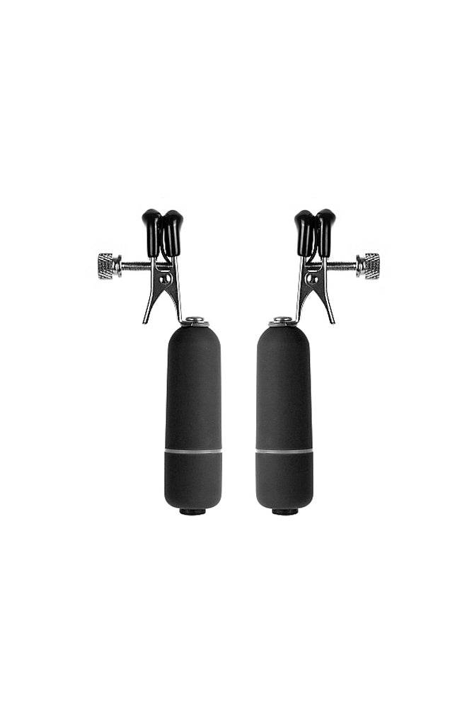 Ouch by Shots Toys - Vibrating Nipple Clamps - Black - Stag Shop