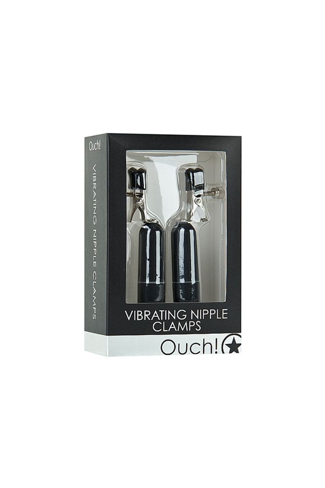 Ouch by Shots Toys - Vibrating Nipple Clamps - Black - Stag Shop