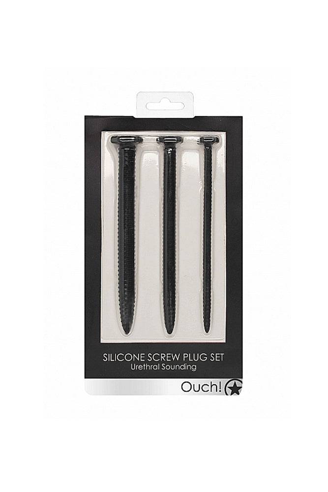 Ouch by Shots Toys - Screw Urethral Plug Set - Black - Stag Shop