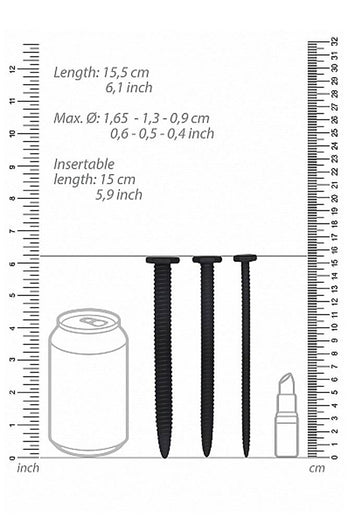 Ouch by Shots Toys - Screw Urethral Plug Set - Black - Stag Shop