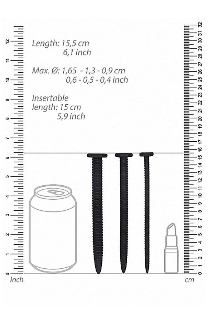 Ouch by Shots Toys - Screw Urethral Plug Set - Black - Stag Shop