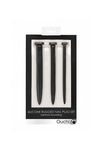 Ouch by Shots Toys - Rugged Nail Urethral Plug Set - Black - Stag Shop