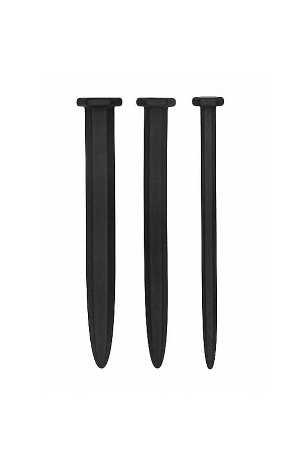 Ouch by Shots Toys - Rugged Nail Urethral Plug Set - Black - Stag Shop