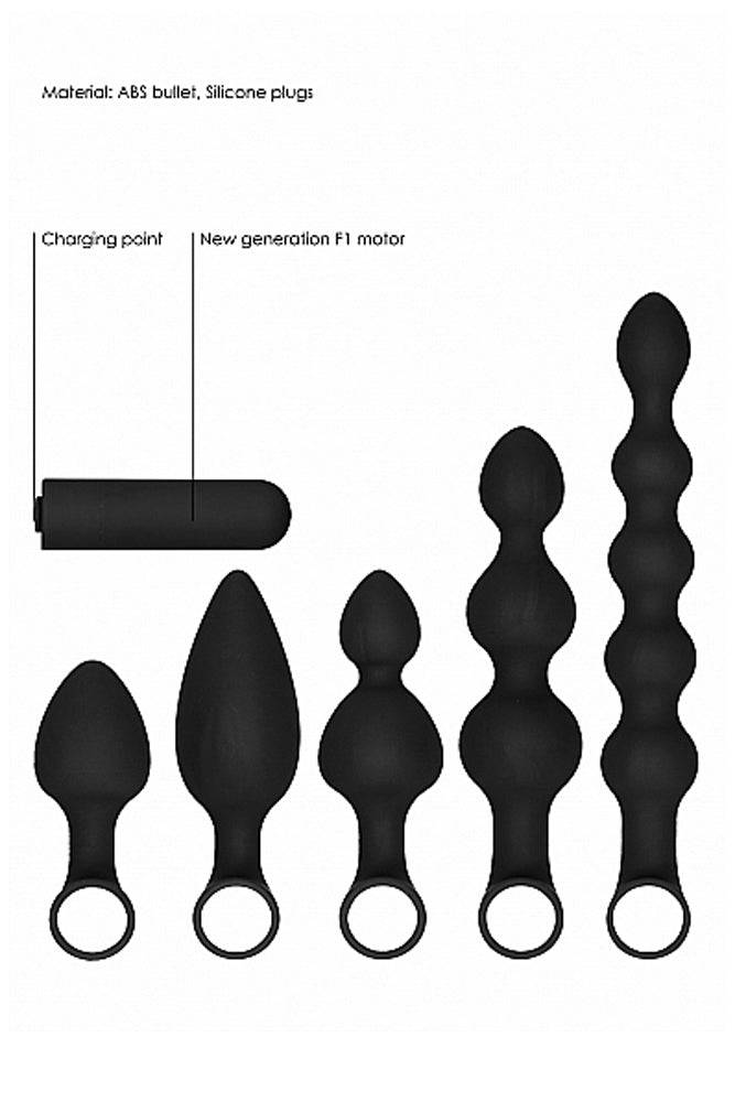 Ouch by Shots Toys - Rechargeable Vibrating Anal Set - Black - Stag Shop