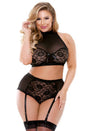 Fantasy Lingerie - P216 - Katia Halter Bra Top & Panty Set - Black - Stag Shop