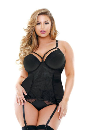 Fantasy Lingerie - P219 - Odessa Molded Cup Bustier & Panty Set - Black - Stag Shop