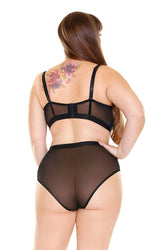 Fantasy Lingerie - P410 - Katarina Longline Bra & Panty Set - Green/Black - Stag Shop