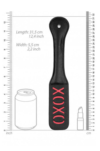Ouch by Shots Toys - XOXO Paddle - Black/Red - Stag Shop