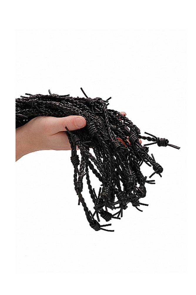Shots Toys - Pain - Leather Barbed Wire Flogger - Black - Stag Shop