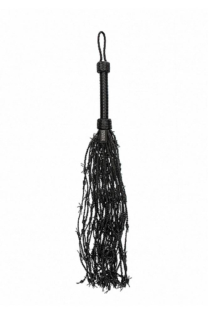 Shots Toys - Pain - Leather Barbed Wire Flogger - Black - Stag Shop