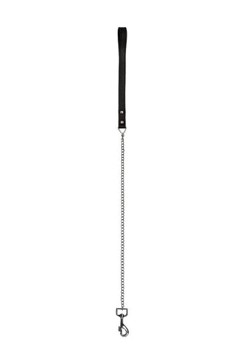 Shots Toys - Pain - Leather Handle Chain Lead - Black - Stag Shop