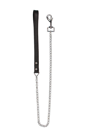 Shots Toys - Pain - Leather Handle Chain Lead - Black - Stag Shop
