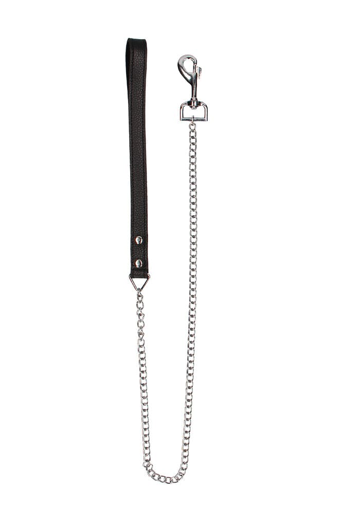 Shots Toys - Pain - Leather Handle Chain Lead - Black - Stag Shop
