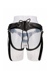 Shots Toys - Pain - Leather Strap-On Harness - Black - Stag Shop