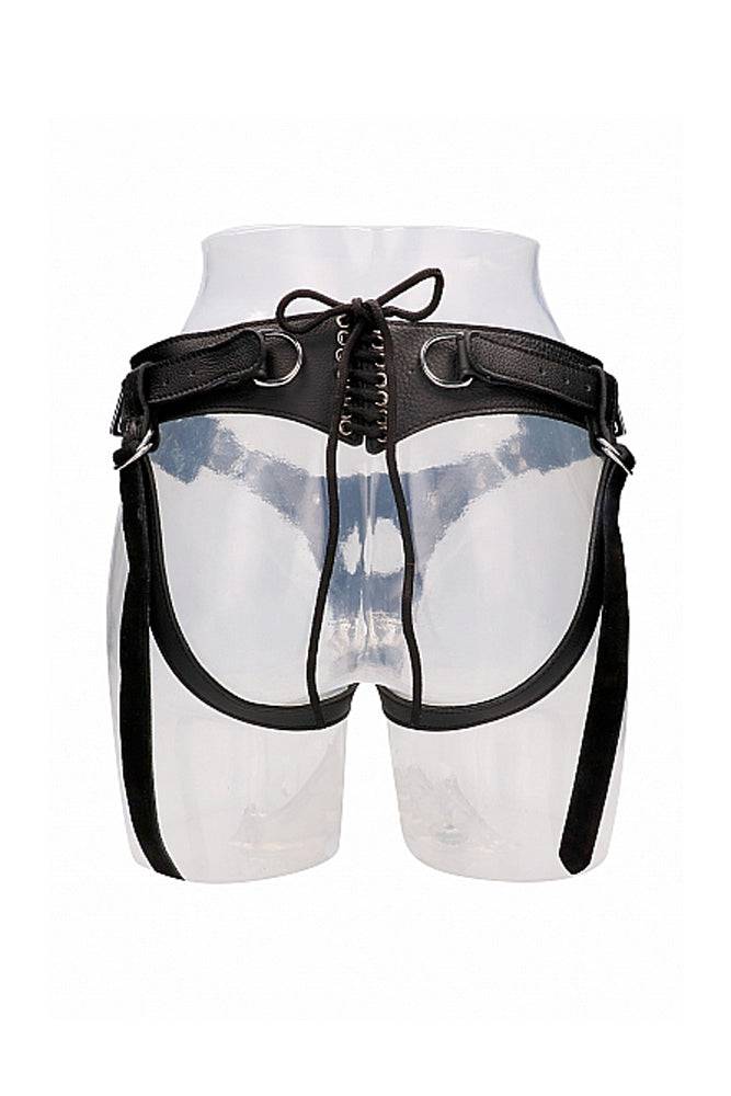 Shots Toys - Pain - Leather Strap-On Harness - Black - Stag Shop
