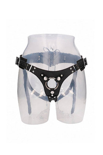 Shots Toys - Pain - Leather Strap-On Harness - Black - Stag Shop