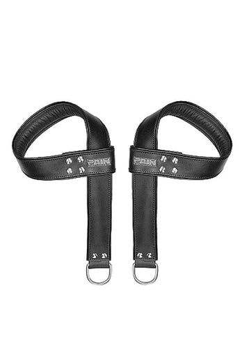 Shots Toys - Pain - Saddle Suspension Leather Cuffs - Black - Stag Shop