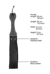 Shots Toys - Pain - Wooden Handle Belt Whip Leather Flogger - Stag Shop