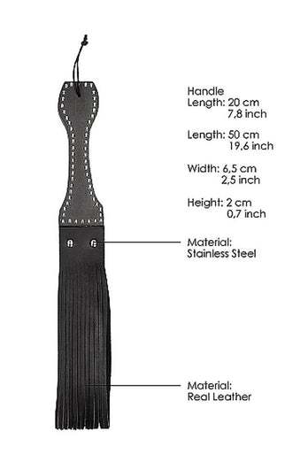 Shots Toys - Pain - Wooden Handle Belt Whip Leather Flogger - Stag Shop