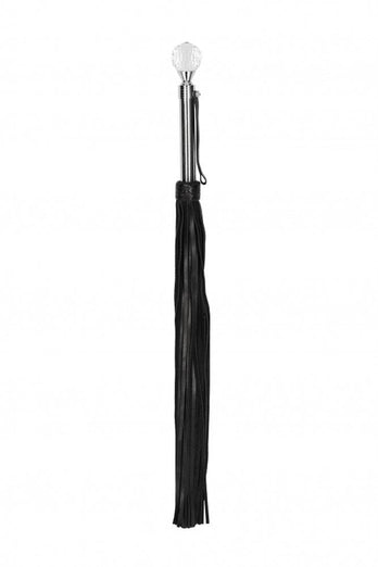 Shots Toys - Pain - Sparkling Round Leather Flogger - Black - Stag Shop