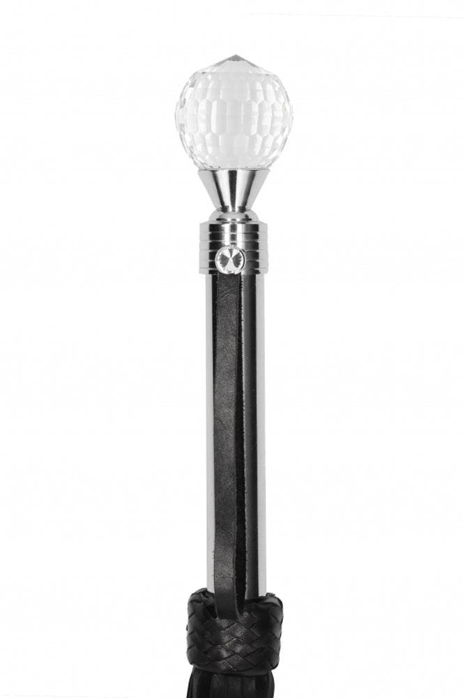 Shots Toys - Pain - Sparkling Round Leather Flogger - Black - Stag Shop