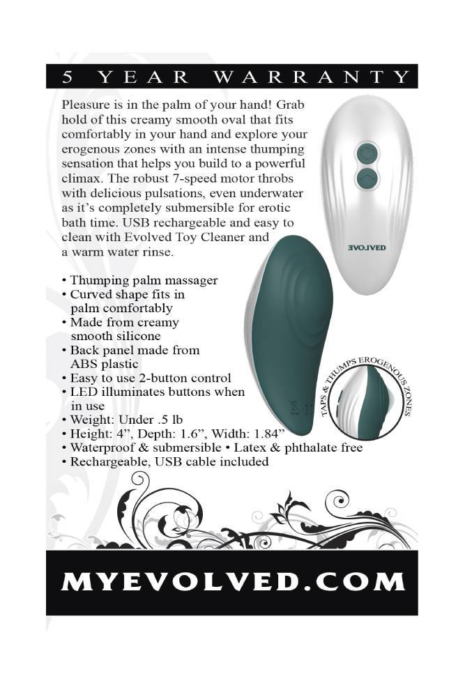 Evolved - Palm Pleasure - Thumping Vibrator - Teal - Stag Shop