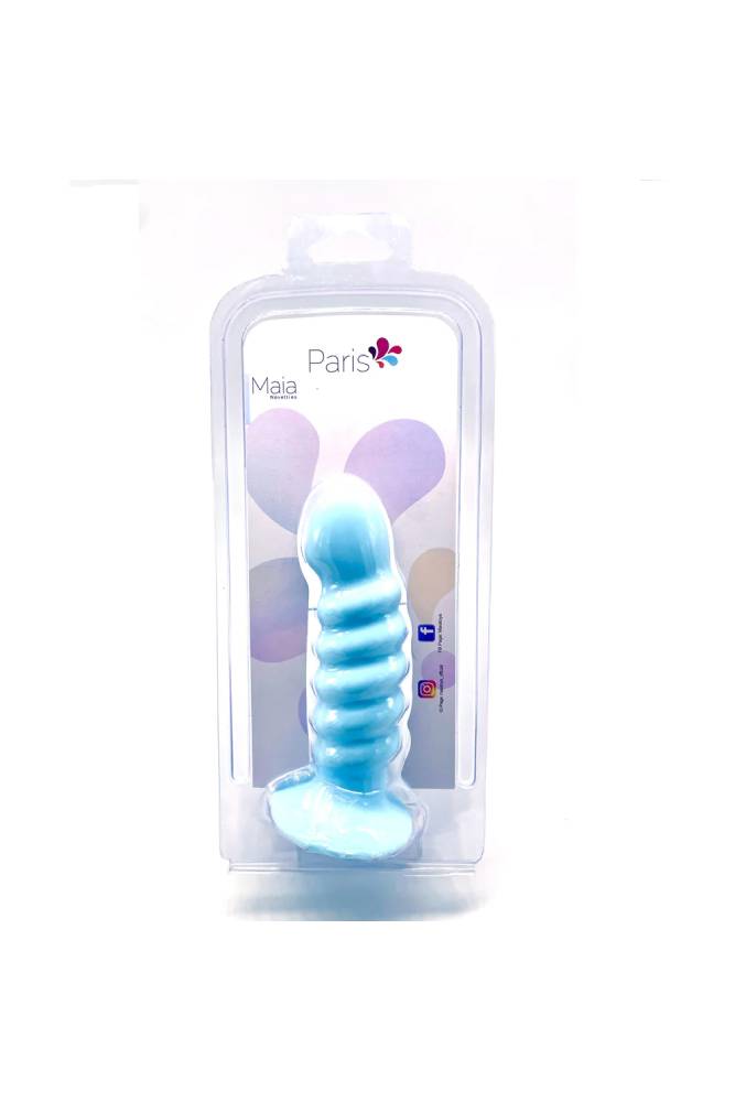 Maia Toys - Paris 6" Ribbed Silicone Dildo - Blue - Stag Shop